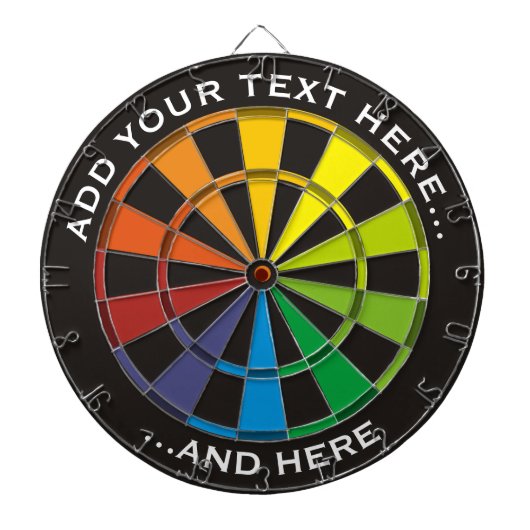 Rainbow Dartboard met aangepaste tekst Dartbord (Voorkant)