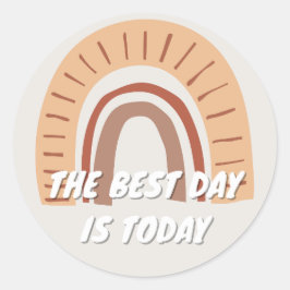 Rainbow De beste dag is vandaag bevestigende offer Ronde Sticker