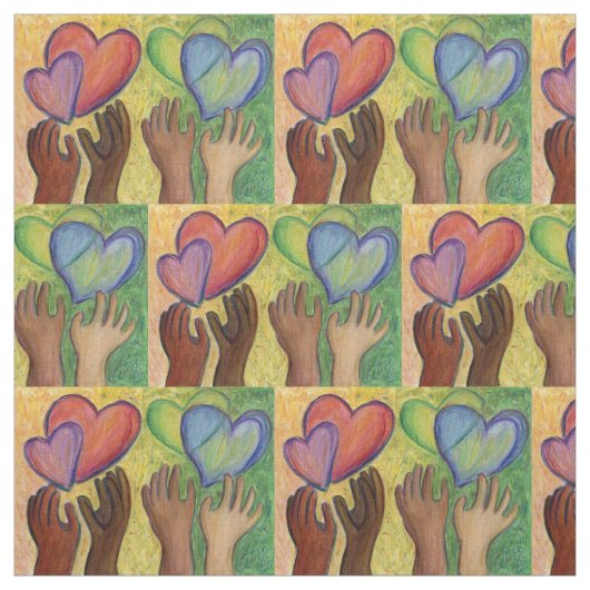 Rainbow DEI Love Hearts Material Art Fabric Stof (Swatch)