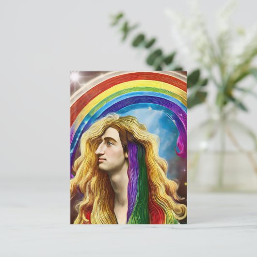 Rainbow Deity Man of All love Fantasy Art Briefkaart (Staand voorkant)