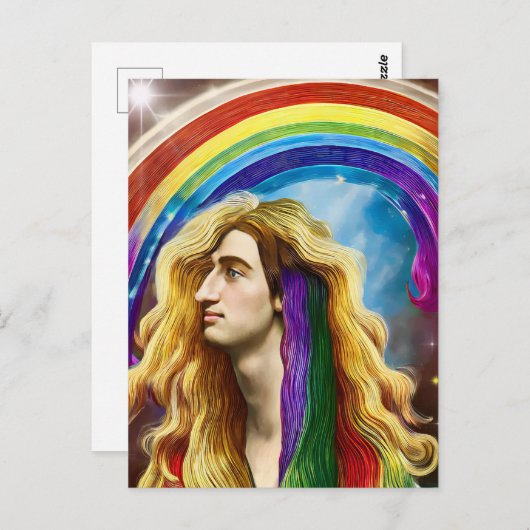 Rainbow Deity Man of All love Fantasy Art Briefkaart (Voorkant / Achterkant)