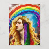 Rainbow Deity Man of All love Fantasy Art Briefkaart (Voorkant)