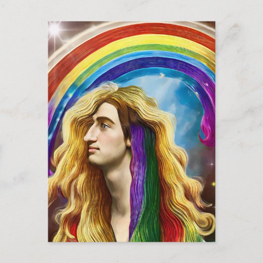 Rainbow Deity Man of All love Fantasy Art Briefkaart (Voorkant)
