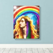 Rainbow Deity Man of All love Fantasy Art Canvas Afdruk (Insitu (Houten vloer))