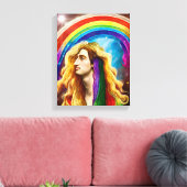 Rainbow Deity Man of All love Fantasy Art Canvas Afdruk (Insitu (Woonkamer))