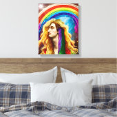 Rainbow Deity Man of All love Fantasy Art Canvas Afdruk (Insitu (Slaapkamer))
