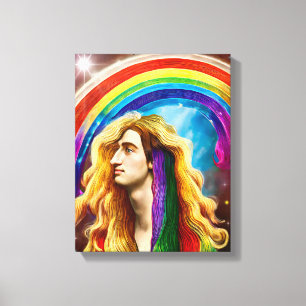 Rainbow Deity Man of All love Fantasy Art Canvas Afdruk