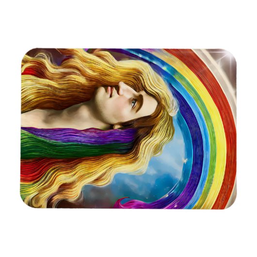 Rainbow Deity Man of All love Fantasy Art Magneet (Horizontaal)