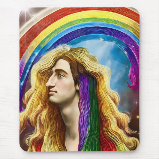 Rainbow Deity Man of All love Fantasy Art Muismat (Voorkant)