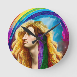 Rainbow Deity Man of All love Fantasy Art Ronde Klok