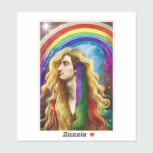Rainbow Deity Man of All love Fantasy Art Sticker (Vel)