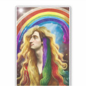Rainbow Deity Man of All love Fantasy Art Sticker (Voorkant)