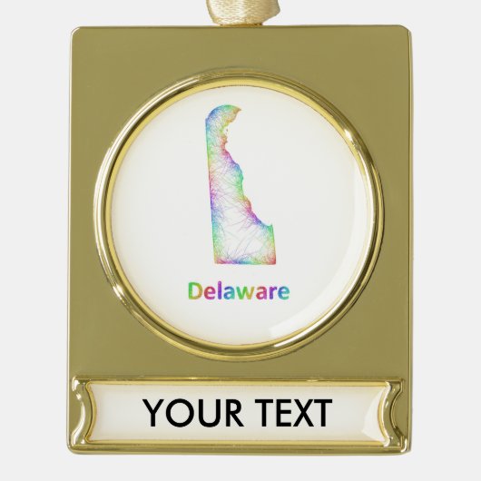 Rainbow Delaware-kaart Verguld Banner Ornament (Voorkant)