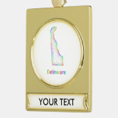 Rainbow Delaware-kaart Verguld Banner Ornament (Links)