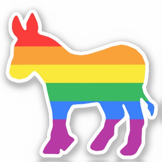 Rainbow Democrat Sticker (Voorkant)