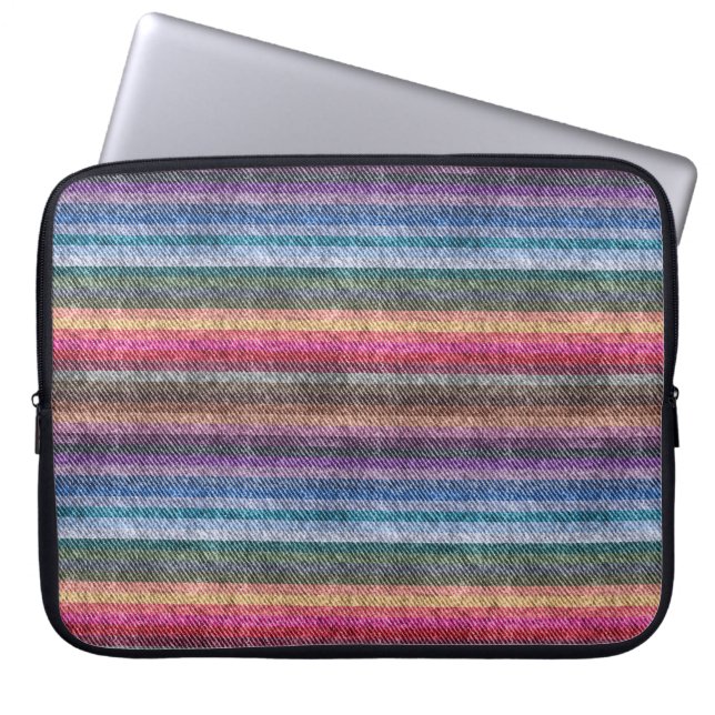 Rainbow Denim Pattern Laptop Sleeve (Voorkant)