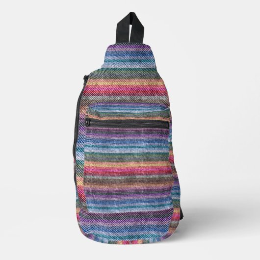 Rainbow Denim Pattern Sling Bag (Voorkant)