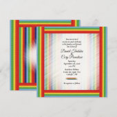 Rainbow Denim Ribbon Wedding Uitnodiging (Voorkant / Achterkant)