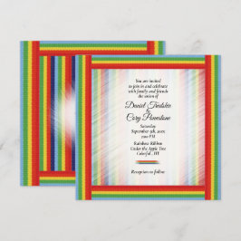 Rainbow Denim Ribbon Wedding Uitnodiging