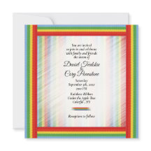Rainbow Denim Ribbon Wedding Uitnodiging