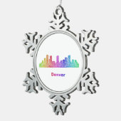 Rainbow Denver skyline Tin Sneeuwvlok Ornament (Rechts)