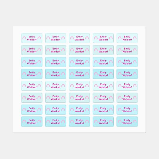 Rainbow Design Kids' Name Clothing School Labels (Vel)