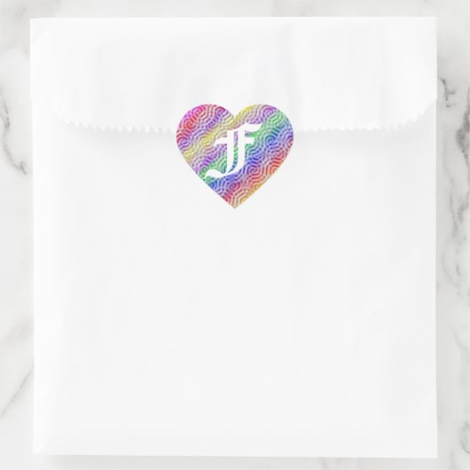 Rainbow Design Monogram Letter F Sticker (Tas)