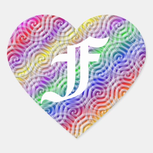 Rainbow Design Monogram Letter F Sticker (Voorkant)