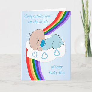 Rainbow Design New Born Baby Boy Kaart