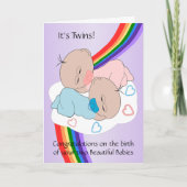 Rainbow Design New Born Baby Twins Kaart (Voorkant)