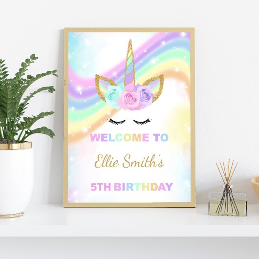 Rainbow Design Unicorn Welkomstsignalen Poster