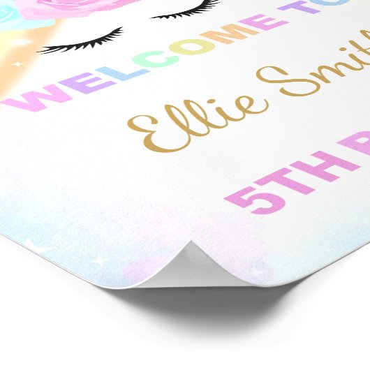 Rainbow Design Unicorn Welkomstsignalen Poster (Hoek)