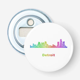 Rainbow Detroit skyline Button Flesopener