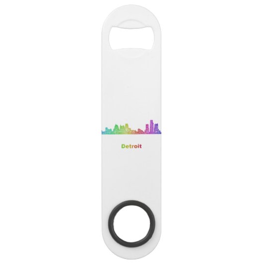 Rainbow Detroit skyline Speed Flessenopener (Achterkant)