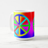 Rainbow Dharma Wheel - Boeddhistisch Koffiemok (Voorkant links)
