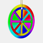 Rainbow Dharma Wheel Buddhist Keramisch Ornament (Rechts)