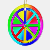Rainbow Dharma Wheel Buddhist Keramisch Ornament (Links)