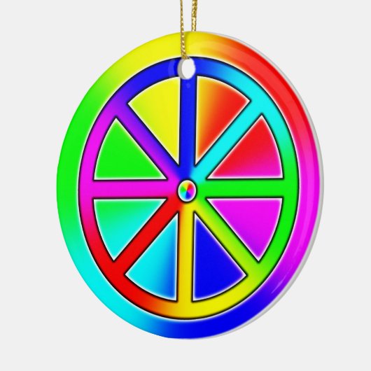 Rainbow Dharma Wheel Buddhist Keramisch Ornament (Links)