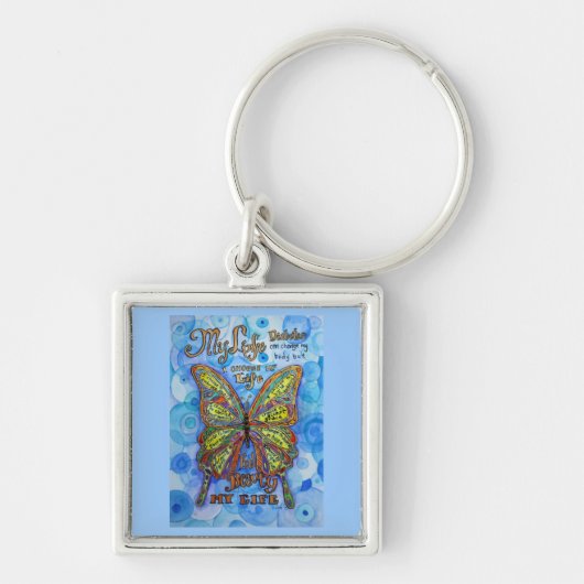 Rainbow Diabetes Butterfly Sleutelhanger (Voorkant)