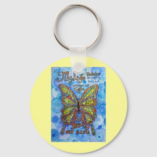 Rainbow Diabetes Butterfly Sleutelhanger (Voorkant)