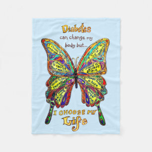 Rainbow Diabetes My Life Butterfly Blanket Fleece Deken