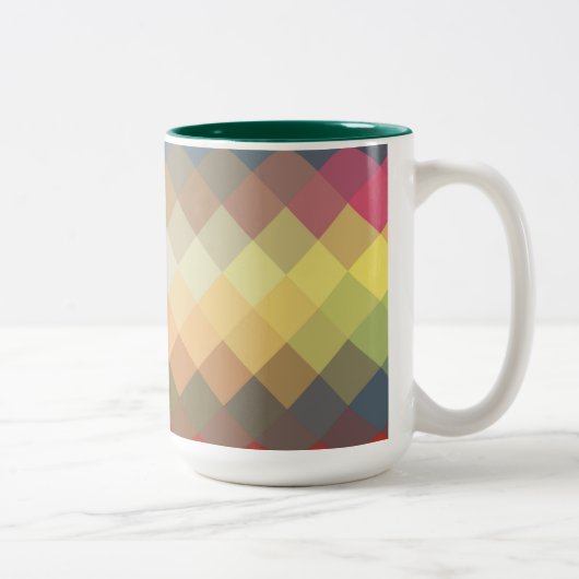Rainbow Diamond Chevron Pattern Tweekleurige Koffiemok (Rechts)