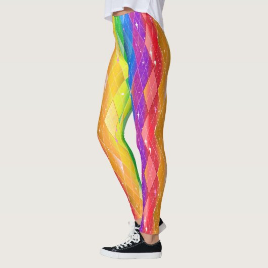 Rainbow Diamond Pride Argyle Sparkle Harlequin Leggings (Links)