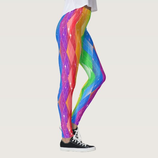 Rainbow Diamond Pride Argyle Sparkle Harlequin Leggings (Rechts)