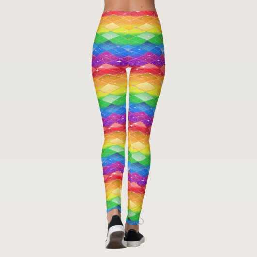 Rainbow Diamond Pride Argyle Sparkle Mermaid Scale Leggings (Achterkant)