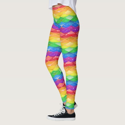 Rainbow Diamond Pride Argyle Sparkle Mermaid Scale Leggings (Links)