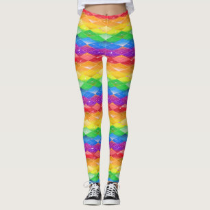 Rainbow Diamond Pride Argyle Sparkle Mermaid Scale Leggings
