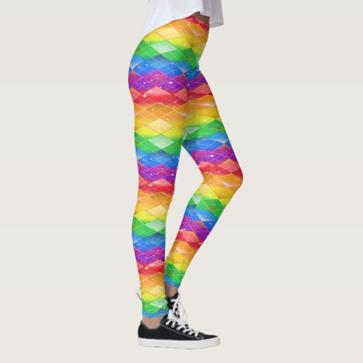 Rainbow Diamond Pride Argyle Sparkle Mermaid Scale Leggings (Rechts)