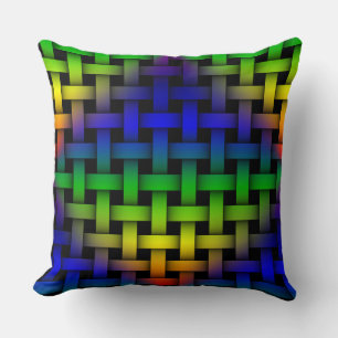 Rainbow Diamond Red Yellow Green Blue Weave Pillow Kussen
