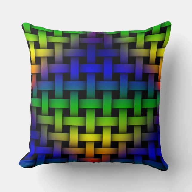 Rainbow Diamond Red Yellow Green Blue Weave Pillow Kussen (Voorkant)